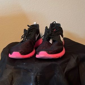 Nike, tennis shoe, black, pink and white